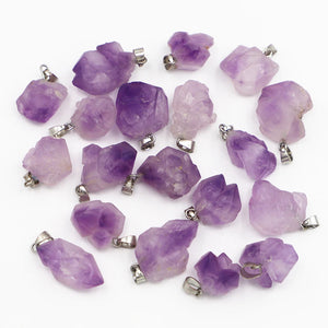 10pcs Amethyst Pendant Reiki Charm Jewelry Making Necklace Earring Accessories