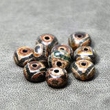 10pcs 8*12mm 3 eyes DZI Drum shape pan green pattern store skin agate DZI