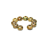 10pcs 8*12mm 3 eyes DZI Drum shape pan green pattern store skin agate DZI