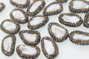 10pcs Biwa Baroque Zircon Freshwater Pearl Beads 14*19mm DIY Jewelry Making