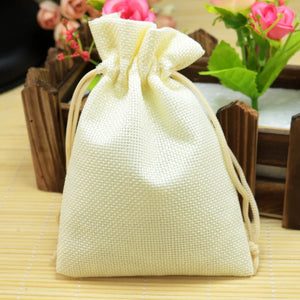 10pcs/lot Beige Jute Bags Drawstring Gift Bag Incense Storage Linen Bag