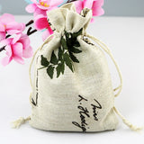 10pcs Leaf Cotton Drawstring Gift Bags 10*14cm Jewelry Storage Linen Bag