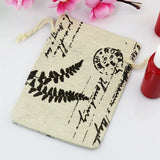 10pcs Leaf Cotton Drawstring Gift Bags 10*14cm Jewelry Storage Linen Bag