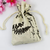10pcs Leaf Cotton Drawstring Gift Bags 10*14cm Jewelry Storage Linen Bag