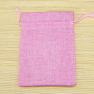 10pcs Pink Jute Bags Drawstring Gift Bag Wedding Favors Candy Jewelry Packaging