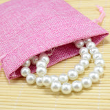 10pcs Pink Jute Bags Drawstring Gift Bag Wedding Favors Candy Jewelry Packaging