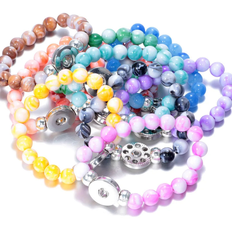 10pcs/lot Beaded Snap Bracelet & Bangle Acrylic Stone Snap Button Jewelry