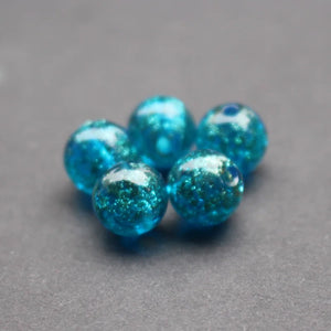 10pcs 10mm Lampwork Glass Beads Dust Sand Ocean for Jewelry Making