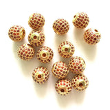 10pcs 10mm Orange CZ Paved Ball Spacer Beads Bracelet Making Waist Accessories