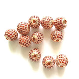 10pcs 10mm Orange CZ Paved Ball Spacer Beads Bracelet Making Waist Accessories