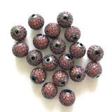 10pcs 10mm Orange CZ Paved Ball Spacer Beads Bracelet Making Waist Accessories