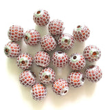 10pcs 10mm Orange CZ Paved Ball Spacer Beads Bracelet Making Waist Accessories