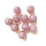 10pcs 10mm Purple CZ Pave Ball Spacer Beads Women Bracelet Necklace Jewelry