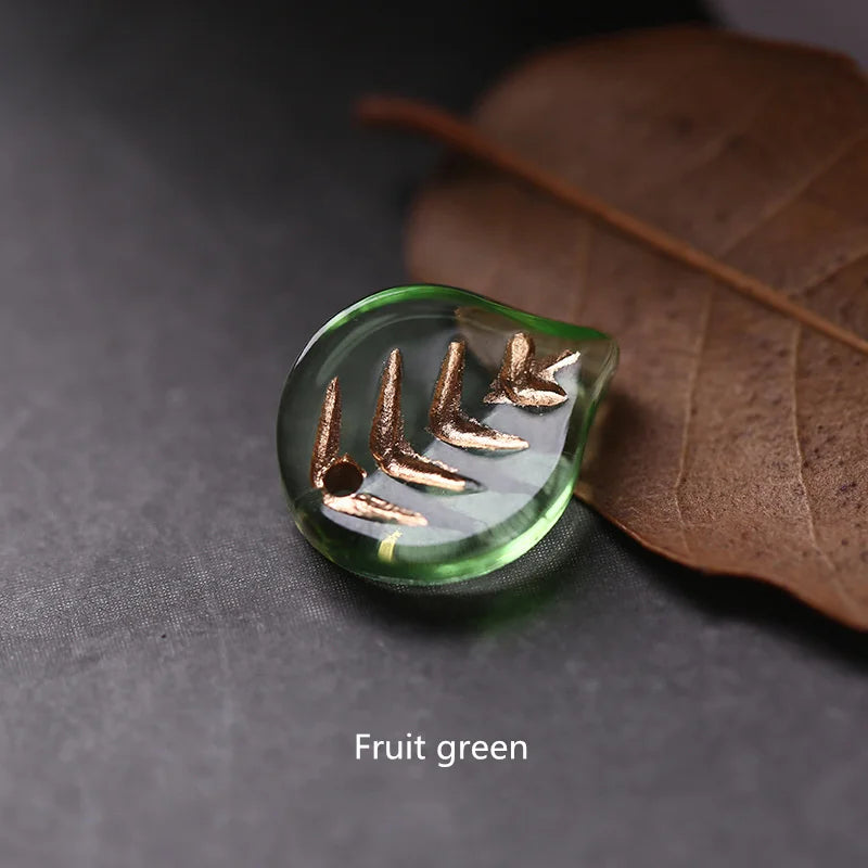 10pcs 10x12mm Leaf Glass Beads Coloured Leaf Charms Pendant DIY Earring Making