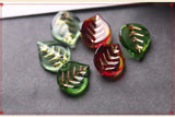10pcs 10x12mm Leaf Glass Beads Coloured Leaf Charms Pendant DIY Earring Making