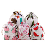 10pcs/lot Cotton Linen Printed Wedding Drawstring Bag Jewelry Storage