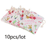 10pcs Linen Cotton Bag Drawstring Pouch Wedding Candy Gift Jewelry