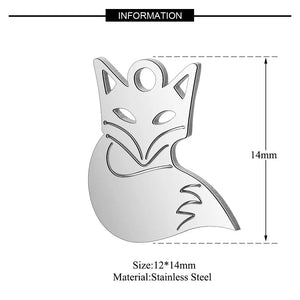 10pcs Stainless Steel Fox Pendant Charms for DIY Necklace Crafts
