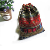 10pcs Exotic Christmas Wedding Gift Bag Jewelry Pouch Linen Fabric Drawstring