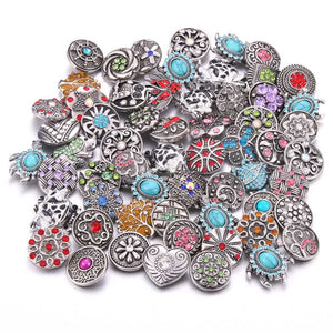 10pcs Mixed Rhinestone Snap Buttons for Bracelet DIY Jewelry