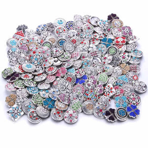 10pcs Mixed Rhinestone Snap Buttons for Bracelet DIY Jewelry