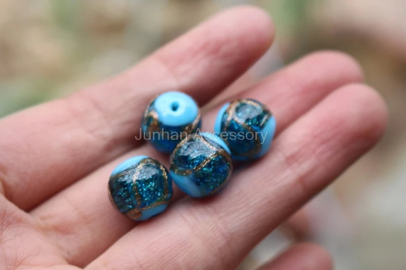 10pcs 12mm Lampwork Glass Beads Line Colorful Ocean