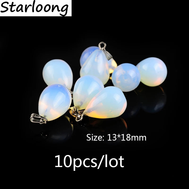 10pcs Opal Glass Water Drop Pendants 13*18mm for Necklace DIY Jewelry Making