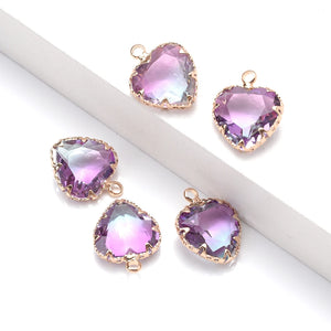 10pcs Heart Crystal Charms Pendant for DIY Jewelry Making