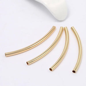 10pcs 14K Plated Metal Curved Tube Spacers Beads for DIY Jewelry Making