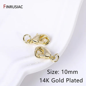 10pcs 14k/18k Plated Brass Lobster Clasps 4mm Rings, 10mm 12mm Jewelry Making