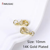 10pcs 14k/18k Plated Brass Lobster Clasps 4mm Rings, 10mm 12mm Jewelry Making