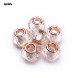10pcs Plating Golden Brass Core European Glass Beads 14mm