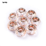 10pcs Plating Golden Brass Core European Glass Beads 14mm
