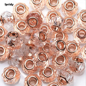 10pcs Plating Golden Brass Core European Glass Beads 14mm