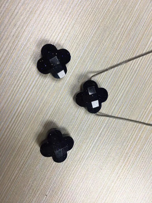 (10pcs/lot) 14mm Dark Sandstone Clover Glass Gems with Hole Drilling