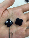(10pcs/lot) 14mm Dark Sandstone Clover Glass Gems with Hole Drilling