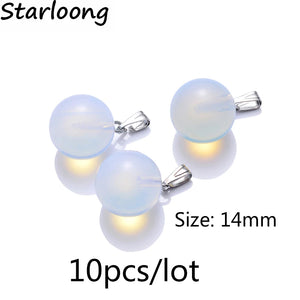 10pcs 14mm Opal Glass Lampwork Charm Pendant DIY Jewelry Making