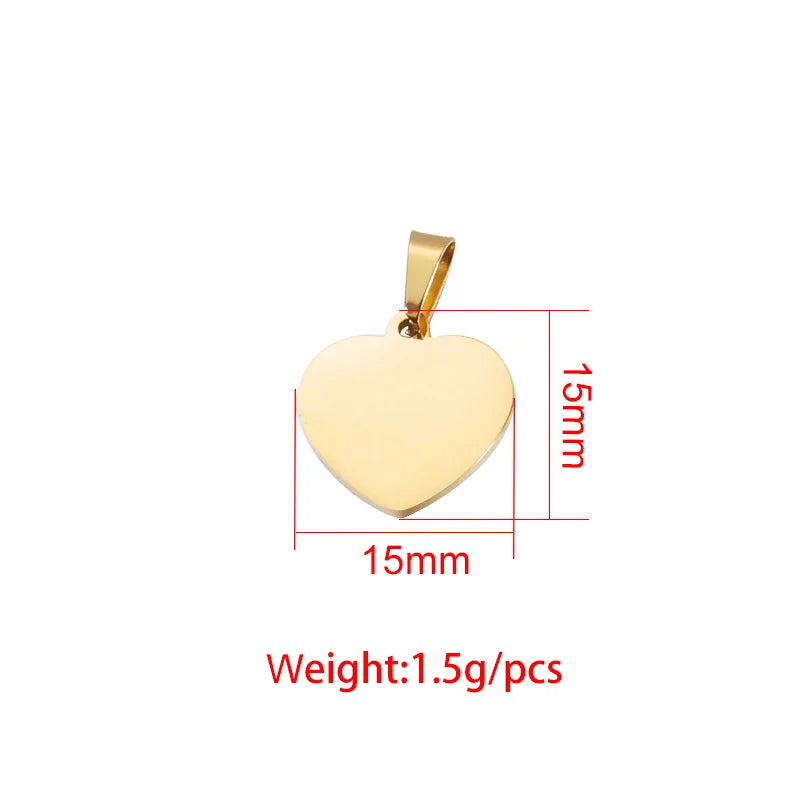 10pcs 15*15mm Heart Charm Tag Stainless Steel Love Heart Pendant DIY Jewelry