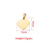 10pcs 15*15mm Heart Charm Tag Stainless Steel Love Heart Pendant DIY Jewelry