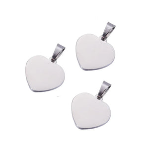 10pcs 15*15mm Heart Charm Tag Stainless Steel Love Heart Pendant DIY Jewelry
