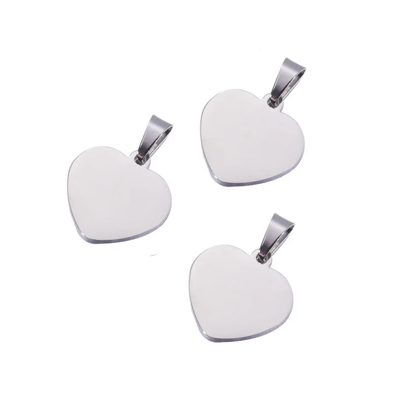 10pcs 15*15mm Heart Charm Tag Stainless Steel Love Heart Pendant DIY Jewelry