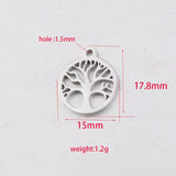 10pcs Stainless Steel Tree of Life Charm Pendant DIY Jewelry Accessories