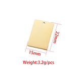 10pcs 15*22mm SS Rectangle Blank Charms for DIY Necklaces Keychains