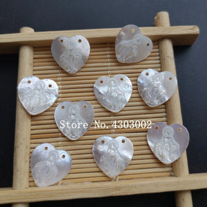 10pcs 15mm Lady of Grace Mother of Pearl Shell Heart Cut DIY Jewelry