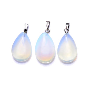 10pcs Opal Glass Water Drop Pendants for Necklace DIY Jewelry Making