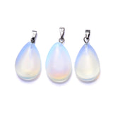 10pcs Opal Glass Water Drop Pendants for Necklace DIY Jewelry Making