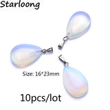10pcs Opal Glass Water Drop Pendants for Necklace DIY Jewelry Making