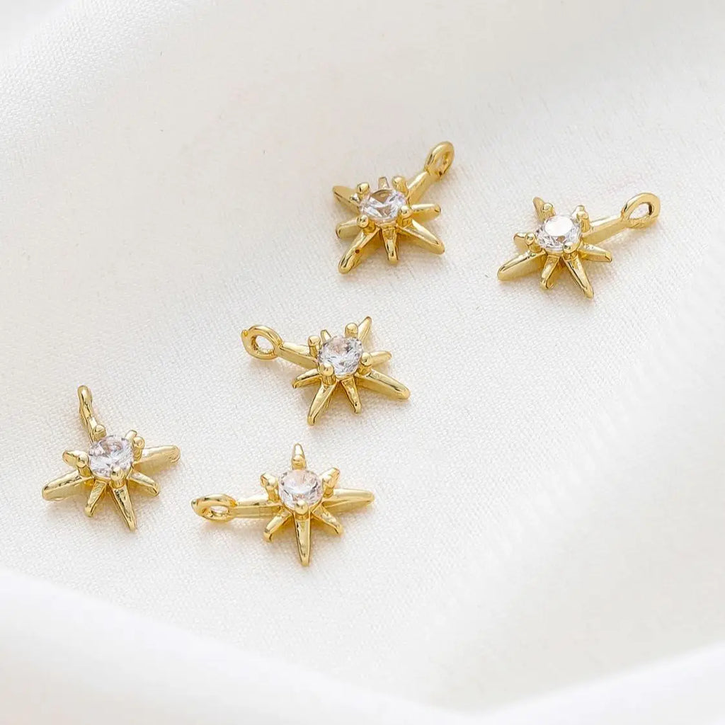 10pcs 18K Colors Rhinestone Hexagram Stars Brass Pendants for Jewelry Making