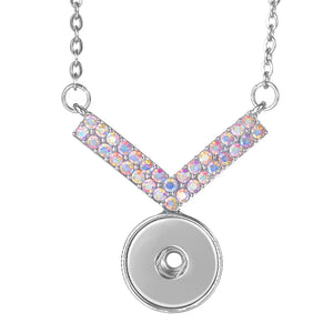 10pcs Colorful Crystal Alloy Snap Pendant Necklace