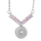 10pcs Colorful Crystal Alloy Snap Pendant Necklace